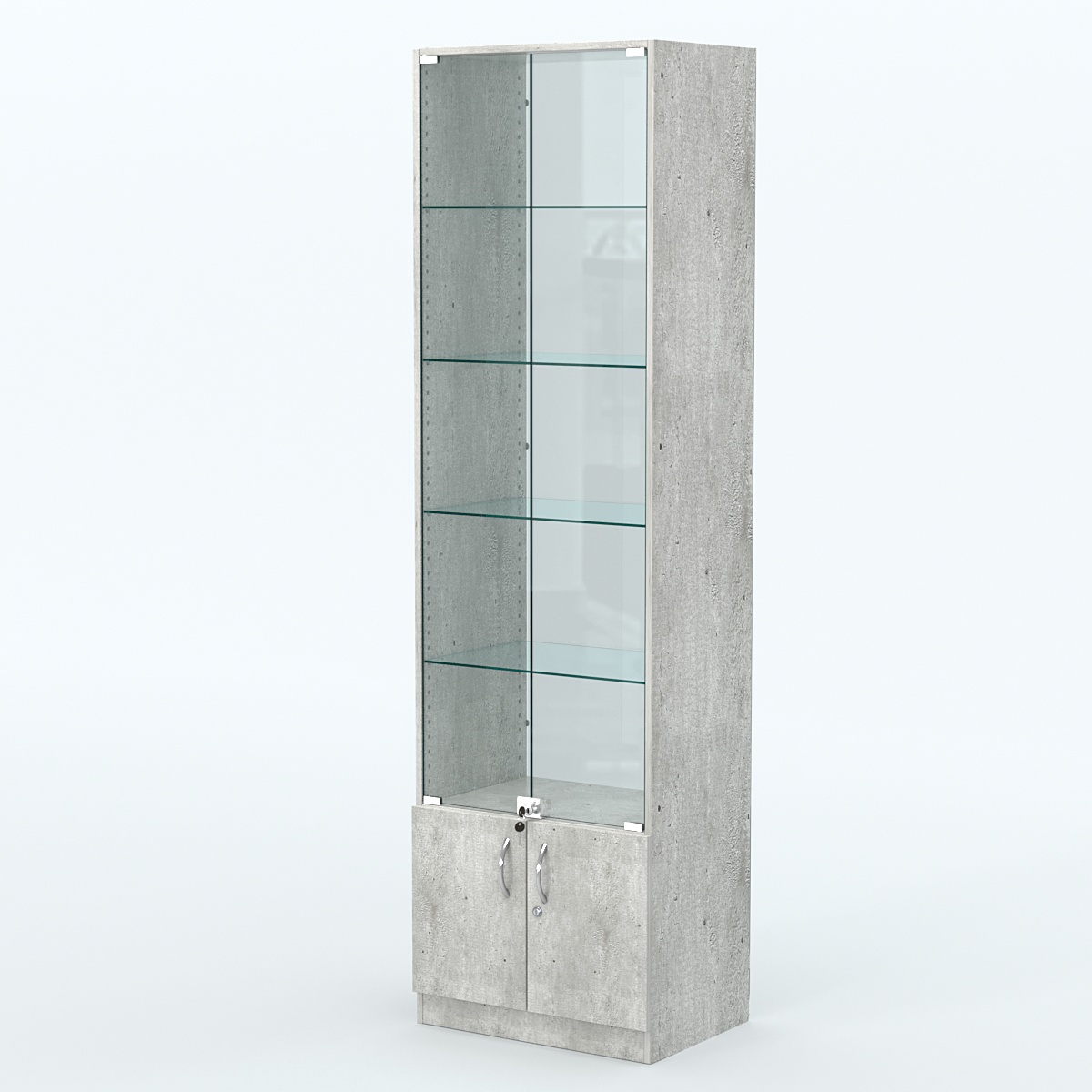 Торговая витрина с 4-мя стеклянными полками 400x600 мм серии NEXT-4 №7-1 (З/C - СТЕКЛО) Метрополитан Грей
