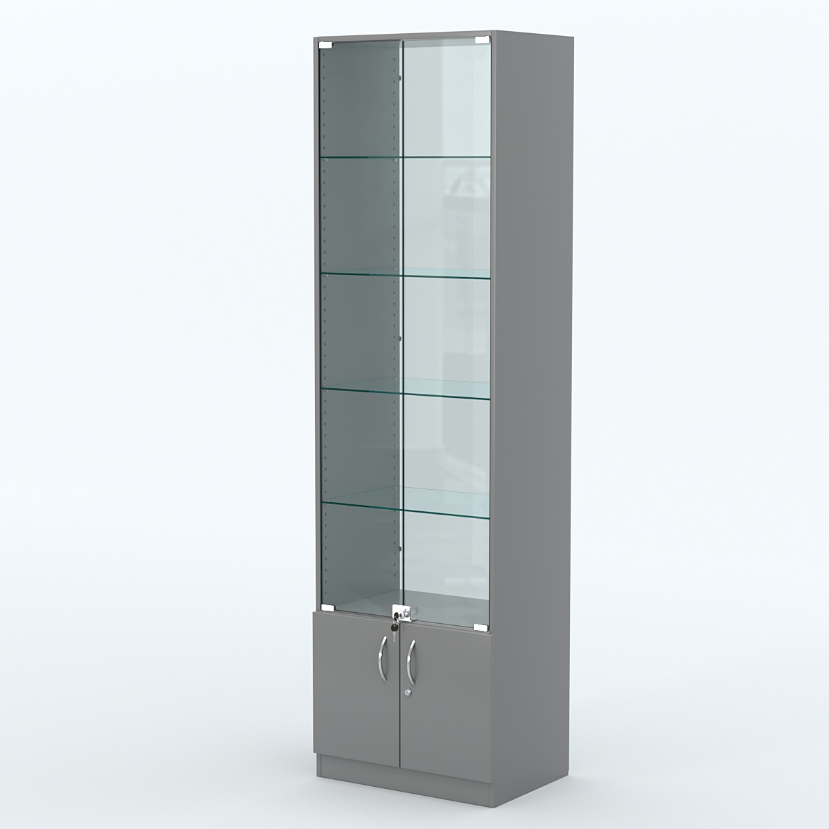 Торговая витрина с 4-мя стеклянными полками 400x600 мм серии NEXT-4 №7-1 (З/C - СТЕКЛО) Темно-Серый