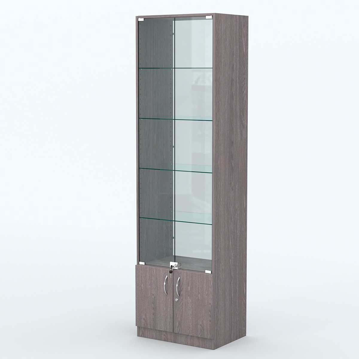 Торговая витрина с 4-мя стеклянными полками 400x600 мм серии NEXT-4 №7-1 (З/C - СТЕКЛО) Ясень Анкор темный