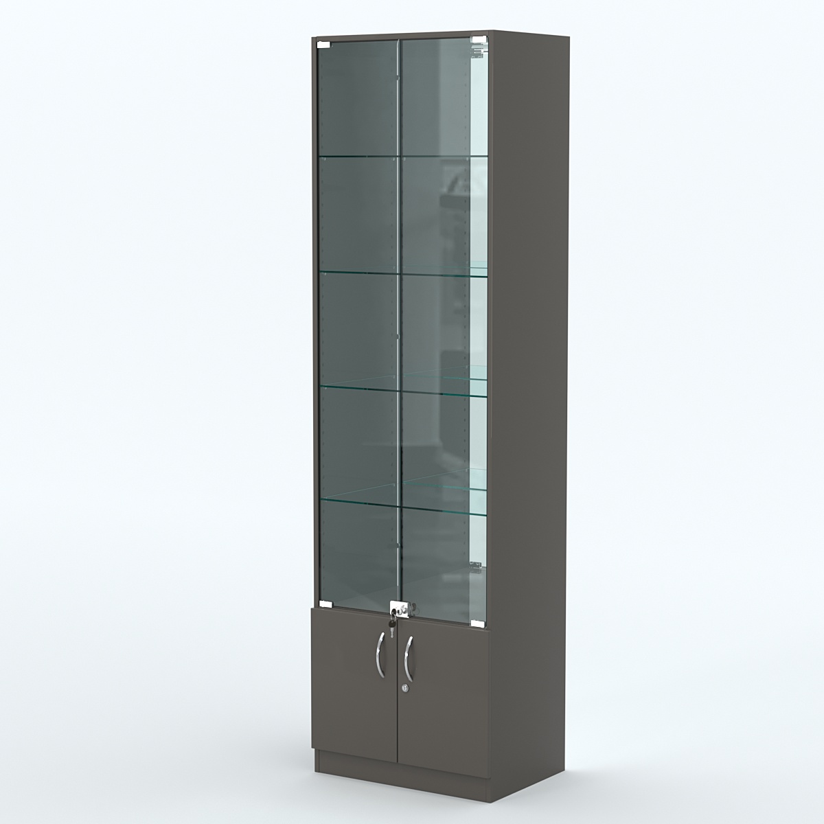 Торговая витрина с 4-мя стеклянными полками 400x600 мм серии NEXT-4 №7-2 (З/C - ЗЕРКАЛО) Черный