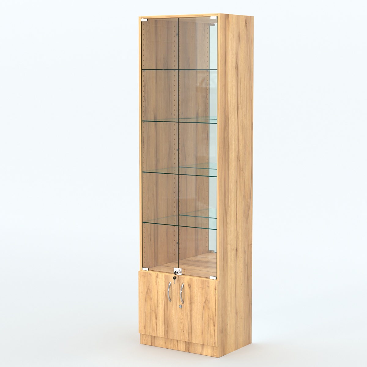 Торговая витрина с 4-мя стеклянными полками 400x600 мм серии NEXT-4 №7-2 (З/C - ЗЕРКАЛО) Дуб Золотистый