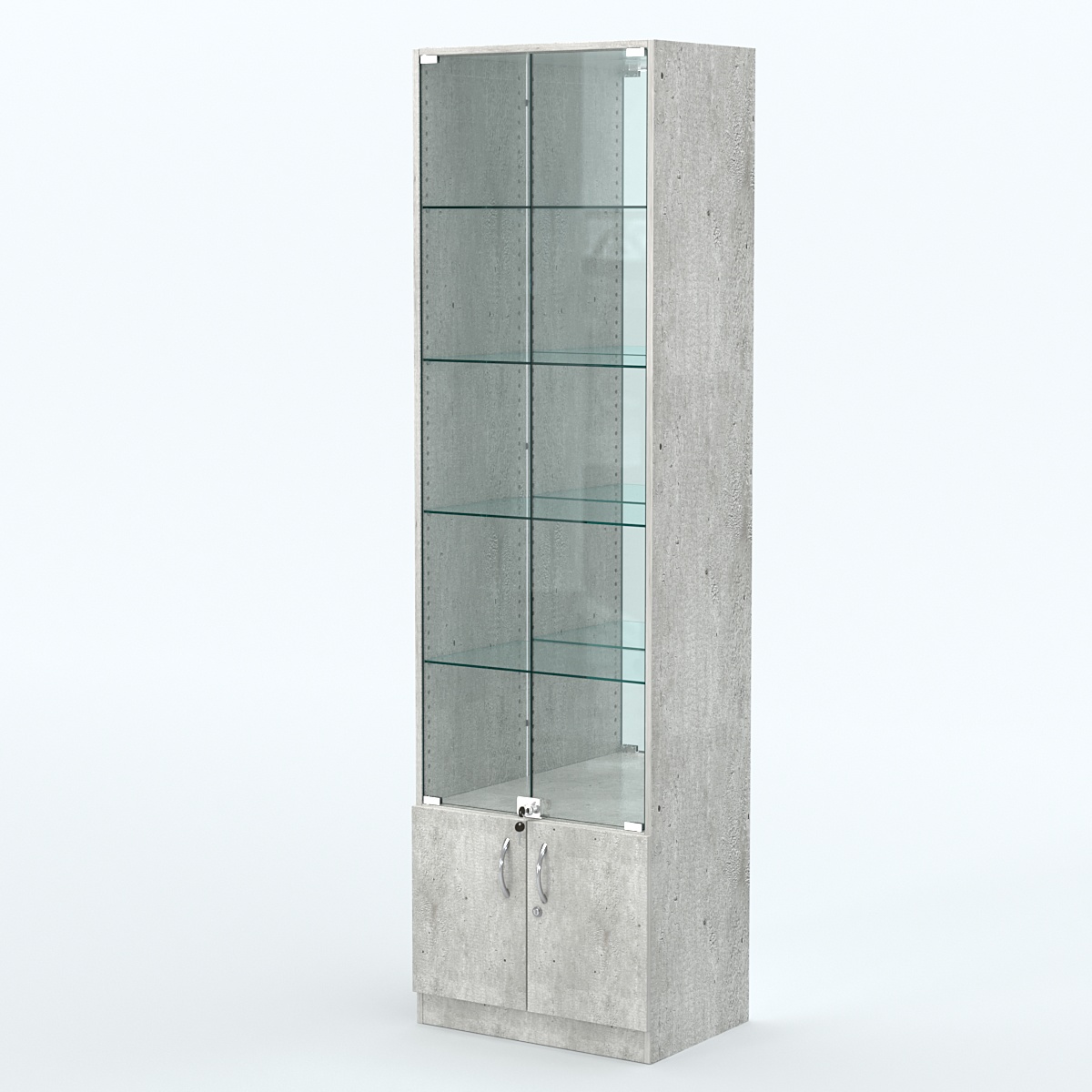 Торговая витрина с 4-мя стеклянными полками 400x600 мм серии NEXT-4 №7-2 (З/C - ЗЕРКАЛО) Метрополитан Грей