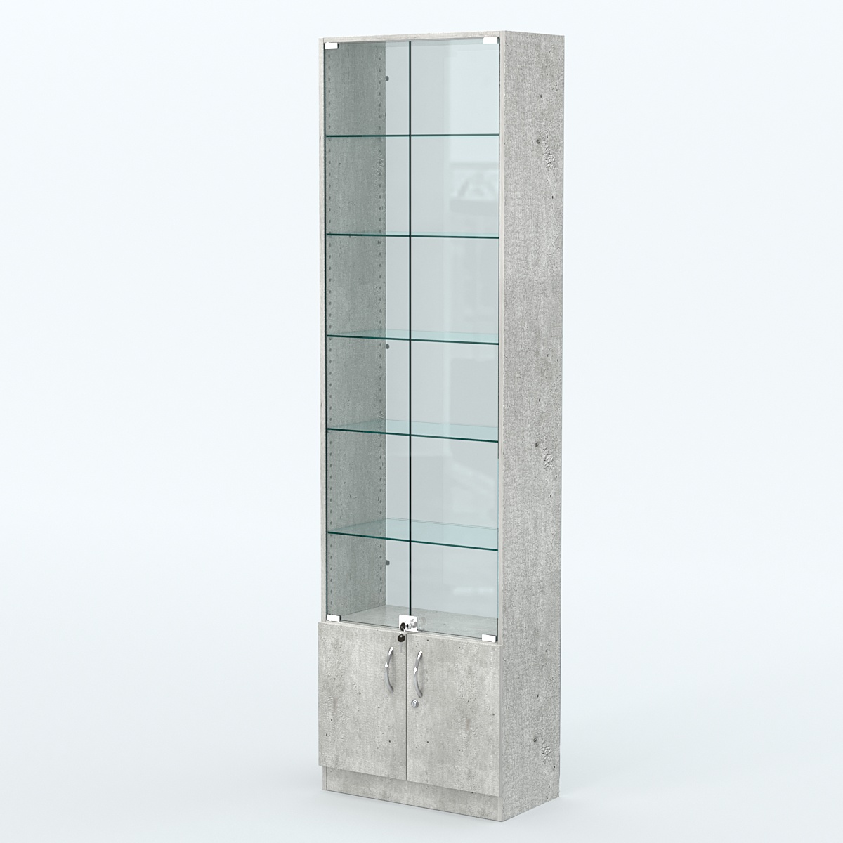 Торговая витрина с 5-ю стеклянными полками 300x600 мм серии NEXT-5 №5-1 (З/C - СТЕКЛО) Метрополитан Грей