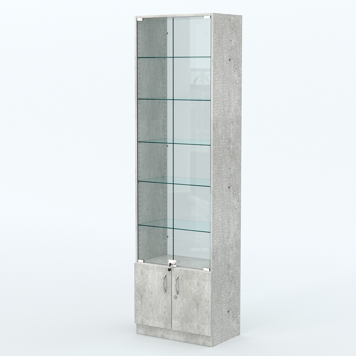 Торговая витрина с 5-ю стеклянными полками 350x600 мм серии NEXT-5 №6-1 (З/C - СТЕКЛО) Метрополитан Грей