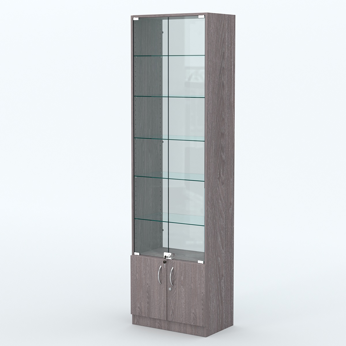 Торговая витрина с 5-ю стеклянными полками 350x600 мм серии NEXT-5 №6-1 (З/C - СТЕКЛО) Ясень Анкор темный