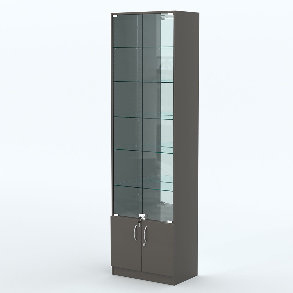 Торговая витрина с 5-ю стеклянными полками 350x600 мм серии NEXT-5 №6-2 (З/C - ЗЕРКАЛО) Черный