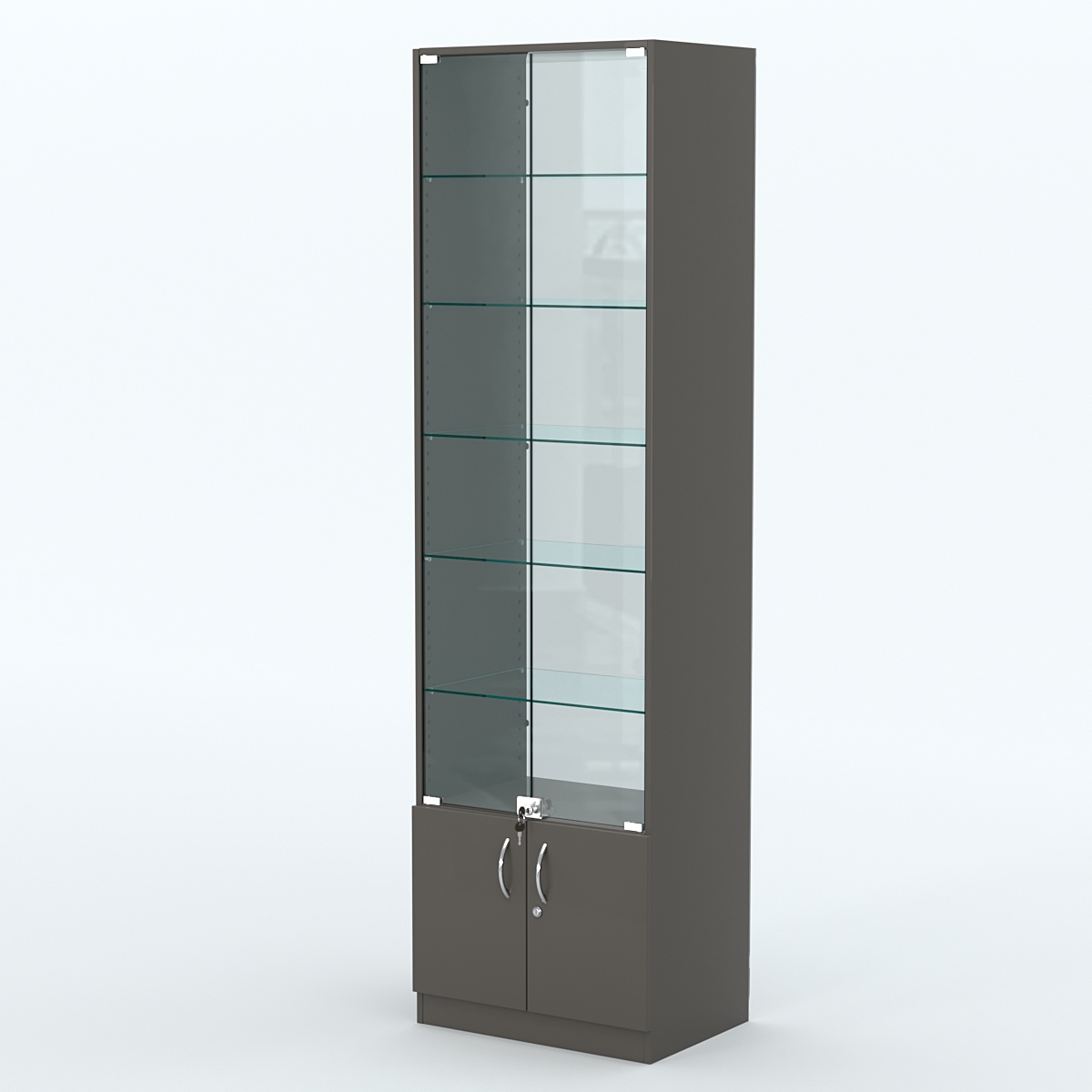 Торговая витрина с 5-ю стеклянными полками 400x600 мм серии NEXT-5 №7-1 (З/C - СТЕКЛО) Черный