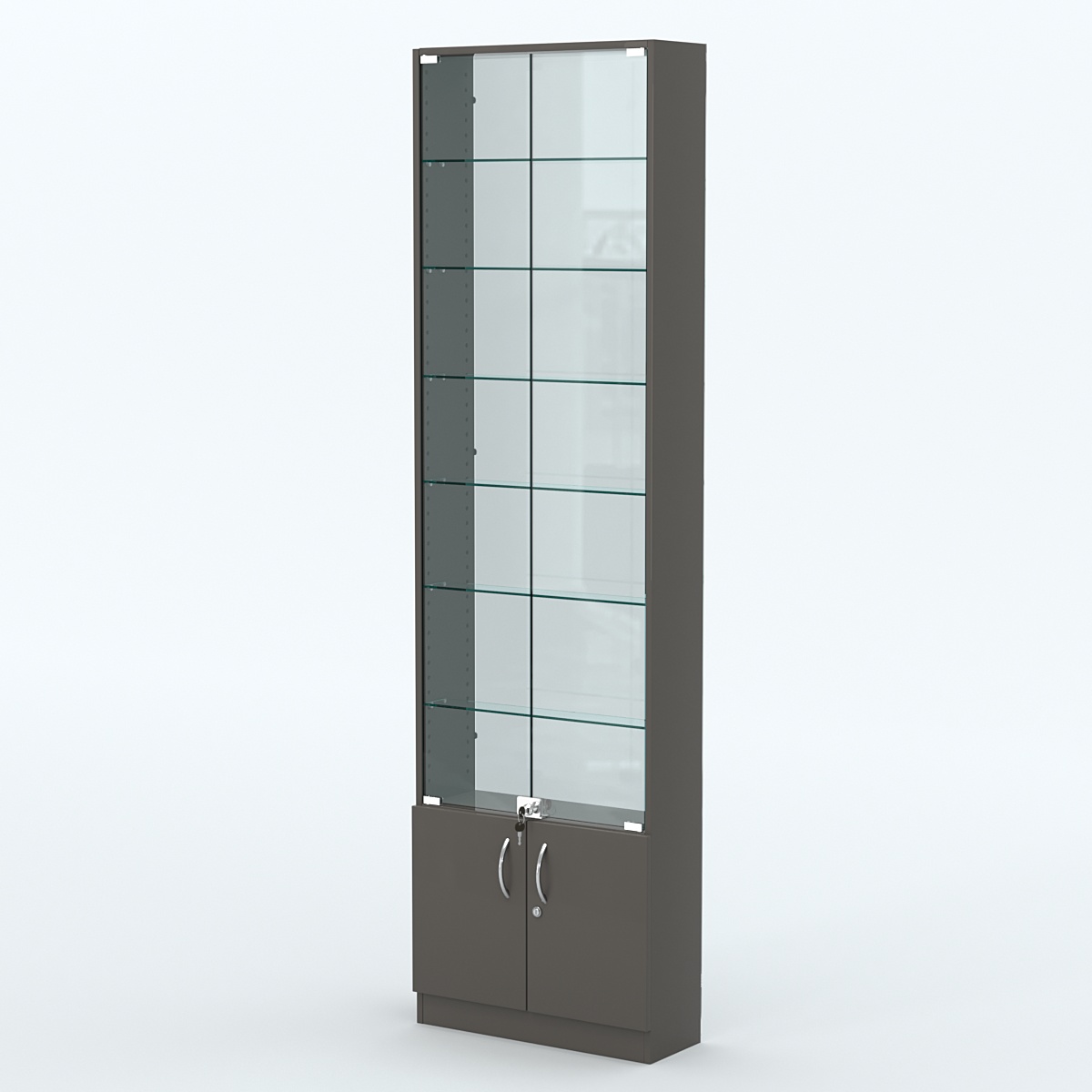 Торговая витрина с 6-ю стеклянными полками 200x600 мм серии NEXT-6 №3-1 (З/C - СТЕКЛО) Черный