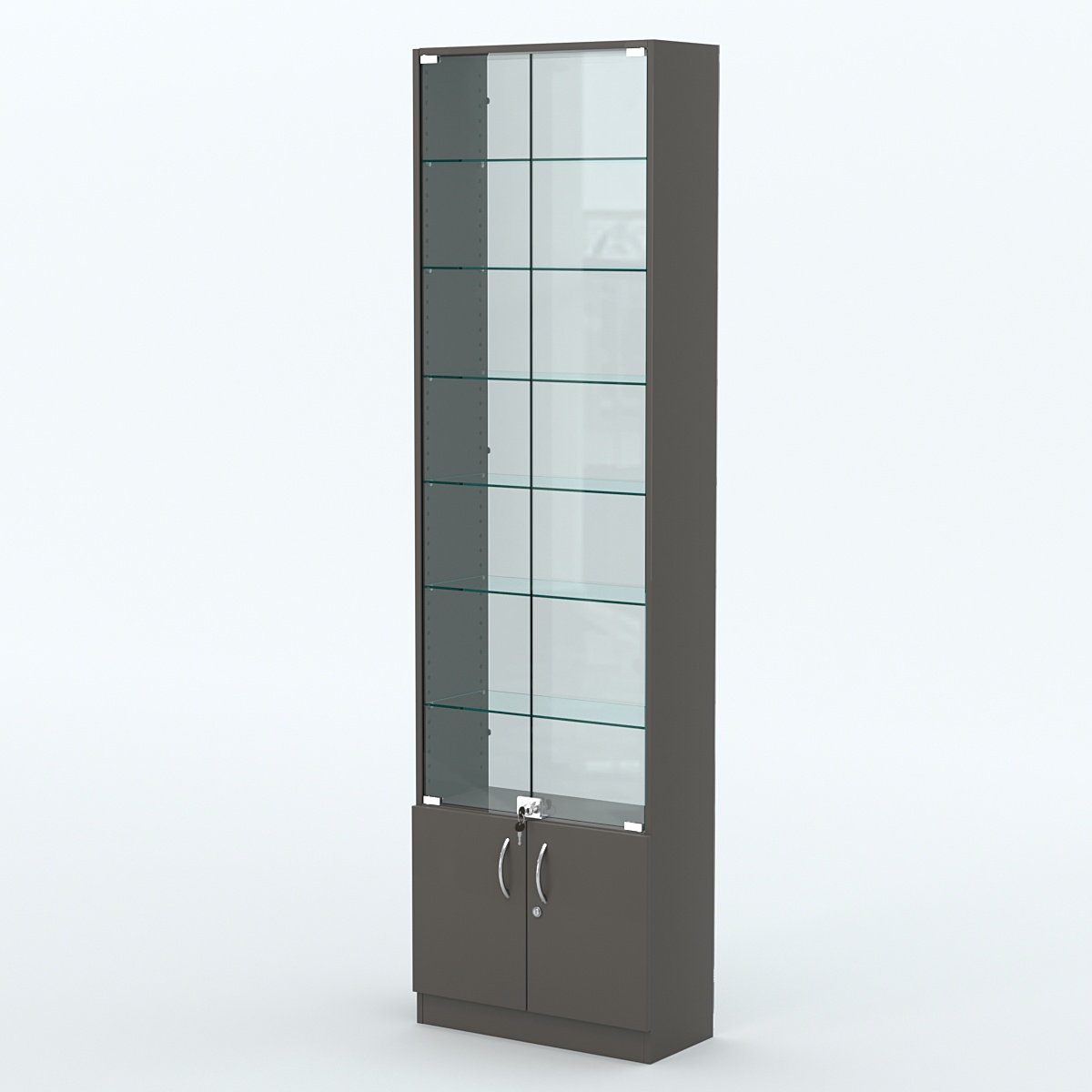 Торговая витрина с 6-ю стеклянными полками 250x600 мм серии NEXT-6 №4-1 (З/C - СТЕКЛО) Черный