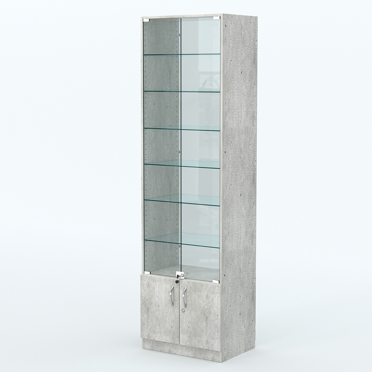 Торговая витрина с 6-ю стеклянными полками 400x600 мм серии NEXT-6 №7-1 (З/C - СТЕКЛО) Метрополитан Грей
