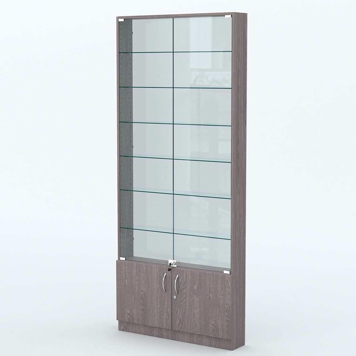 Торговая витрина с 6-ю стеклянными полками 150x900 мм серии NEXT-6 №9-1 (З/C - СТЕКЛО) Ясень Анкор темный