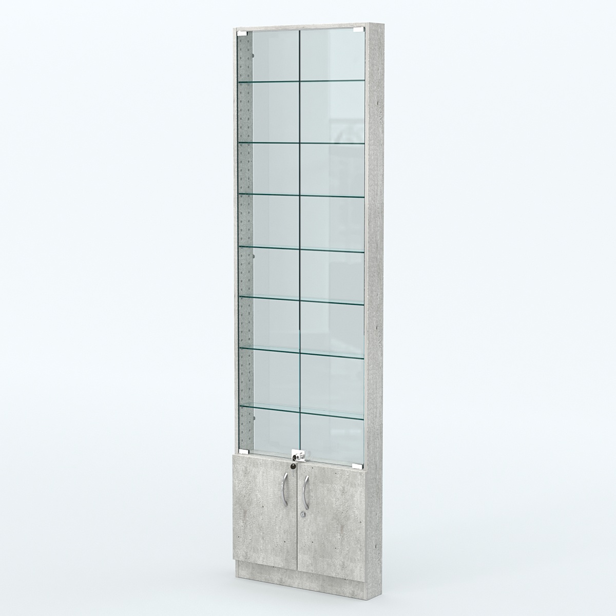 Торговая витрина с 7-ю стеклянными полками 100x600 мм серии NEXT-7 №1-1 (З/C - СТЕКЛО) Метрополитан Грей
