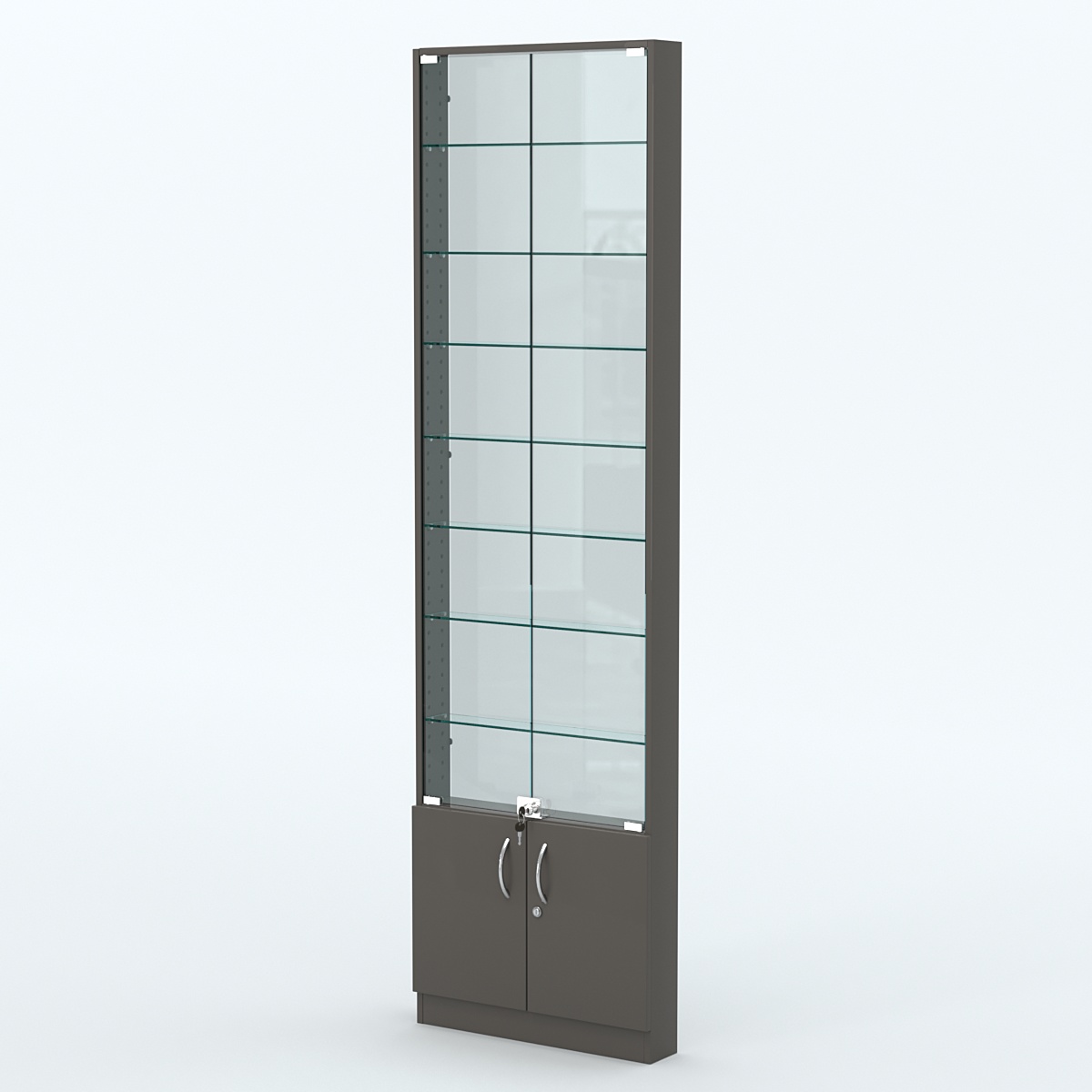 Торговая витрина с 8-ю стеклянными полками 100x600 мм серии NEXT-8 №1-1 (З/C - СТЕКЛО) Черный