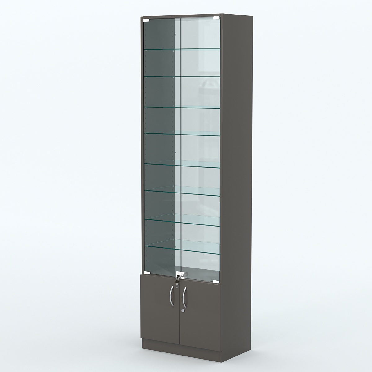 Торговая витрина с 8-ю стеклянными полками 350x600 мм серии NEXT-8 №6-1 (З/C - СТЕКЛО) Черный