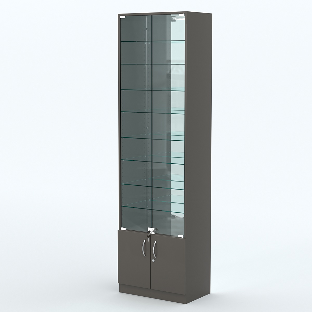 Торговая витрина с 8-ю стеклянными полками 350x600 мм серии NEXT-8 №6-2 (З/C - ЗЕРКАЛО) Черный