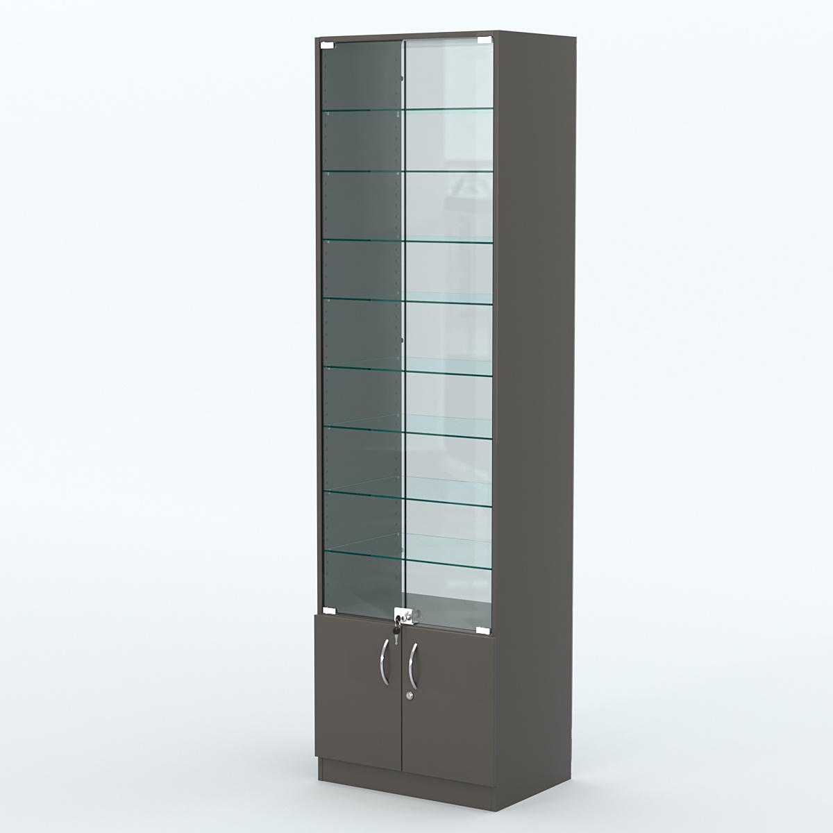 Торговая витрина с 8-ю стеклянными полками 400x600 мм серии NEXT-8 №7-1 (З/C - СТЕКЛО) Черный