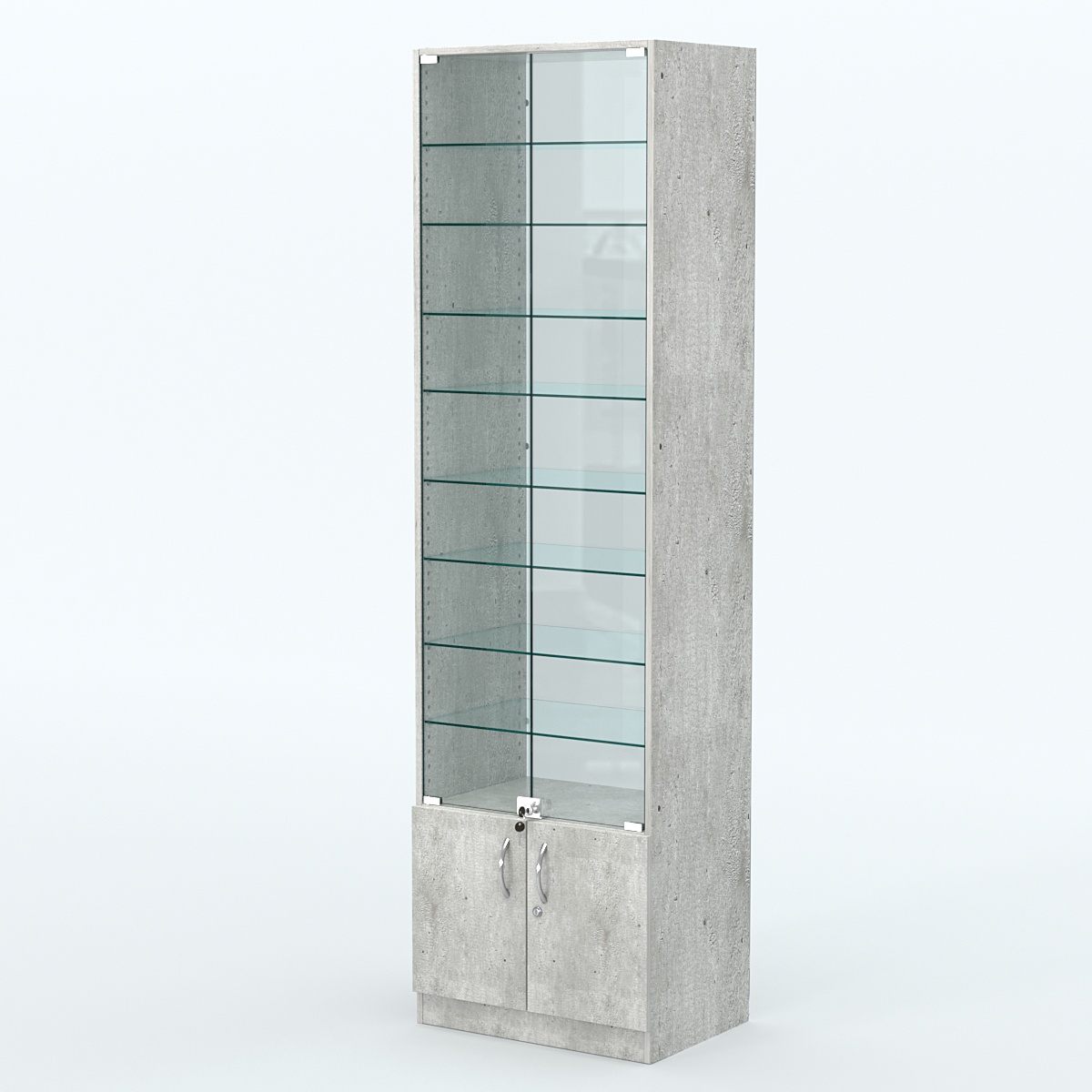 Торговая витрина с 8-ю стеклянными полками 400x600 мм серии NEXT-8 №7-1 (З/C - СТЕКЛО) Метрополитан Грей