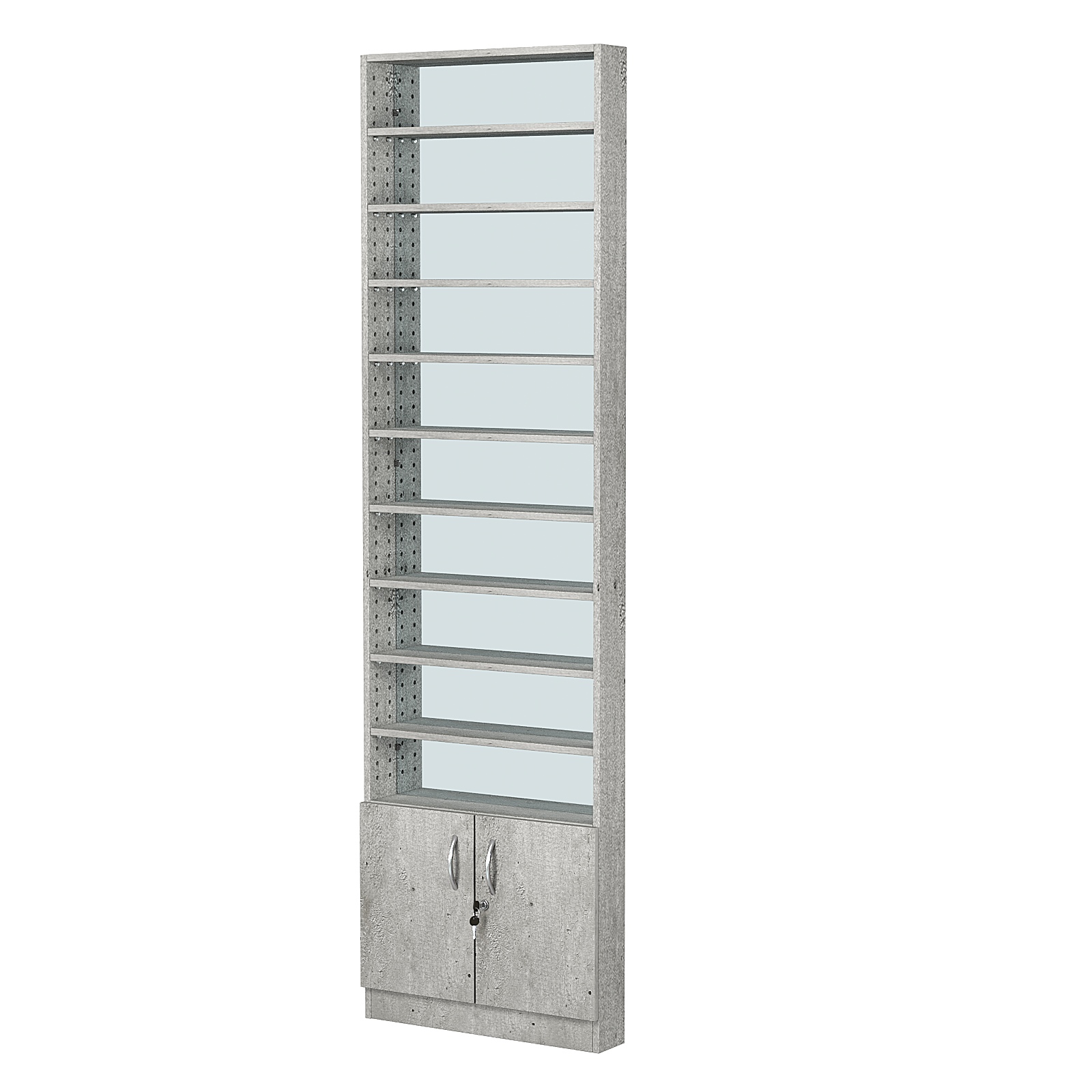 Стеллаж из ДСП с 10-ю полками 100x600 мм серии LEVEL-10 №1-2 (З/C - ЗЕРКАЛО) Метрополитан Грей