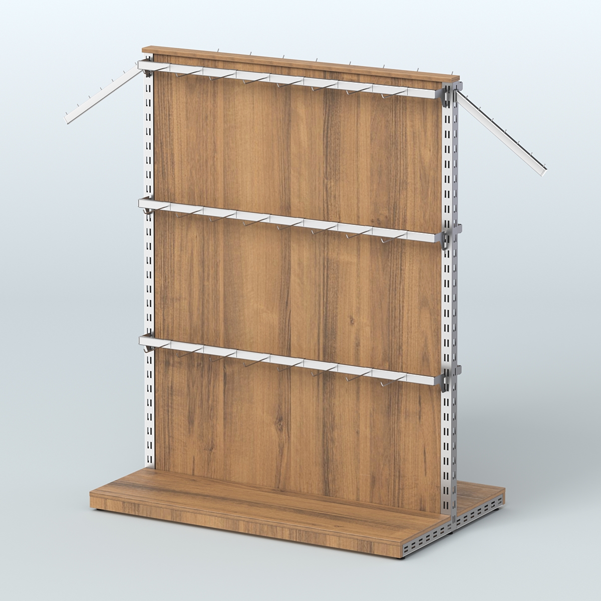 Система ЭЛЕГАНТ островная с ДСП и шестью поручнями под навесные кронштейны №4 Орех