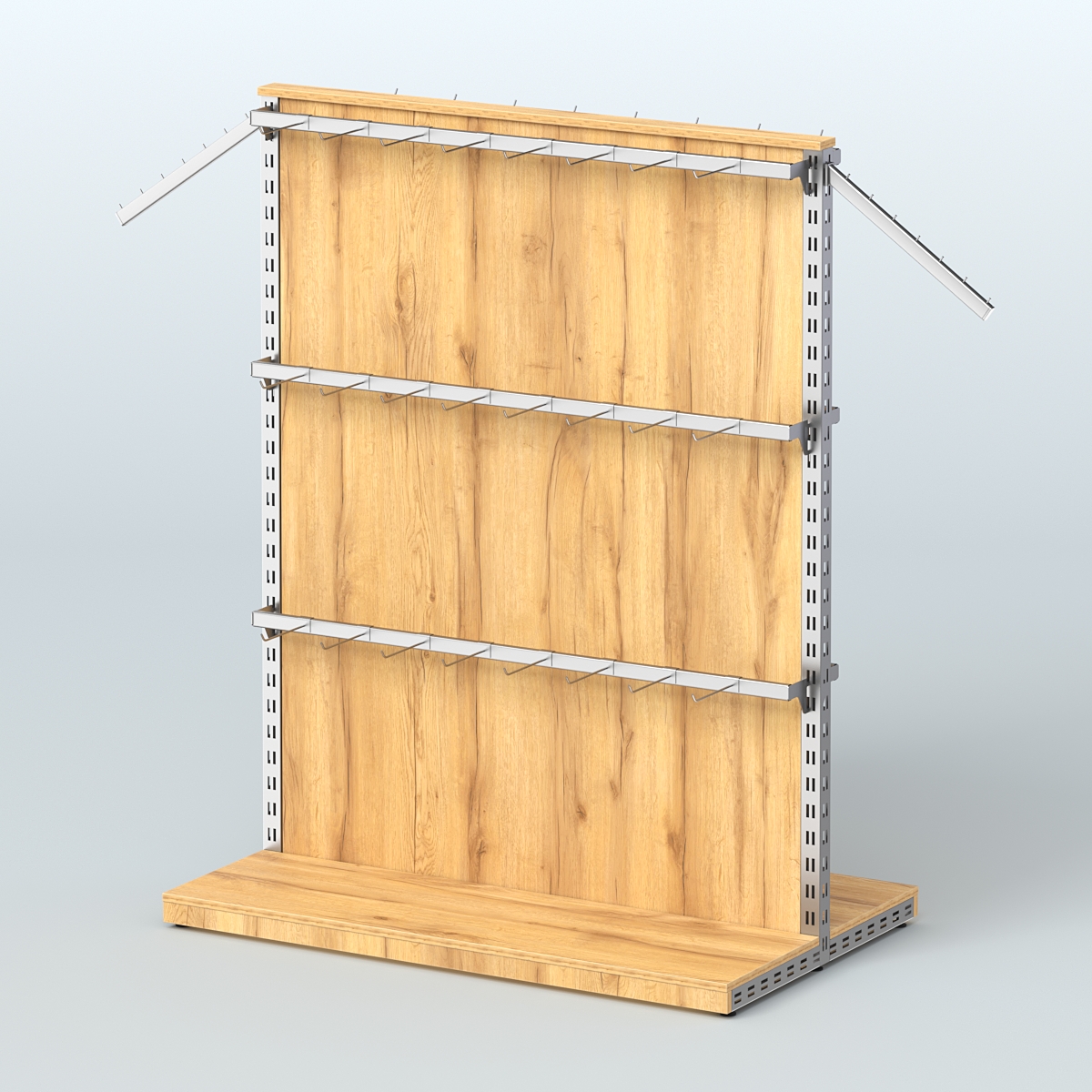 Система ЭЛЕГАНТ островная с ДСП и шестью поручнями под навесные кронштейны №4 Дуб Золотистый