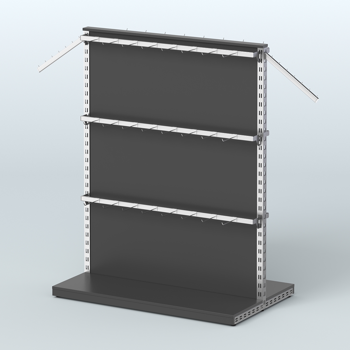 Система ЭЛЕГАНТ островная с ДСП и шестью поручнями под навесные кронштейны №4 Черный