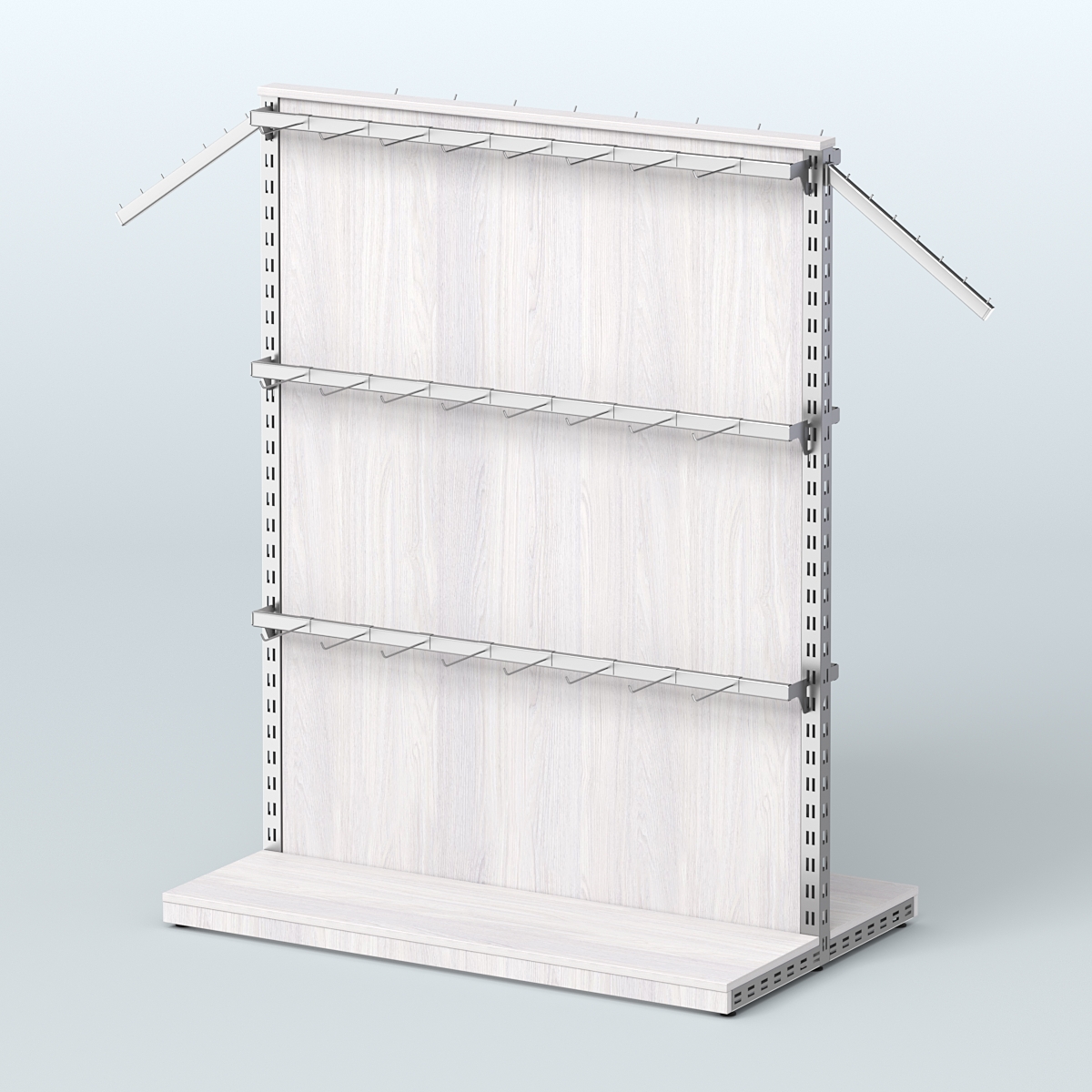 Система ЭЛЕГАНТ островная с ДСП и шестью поручнями под навесные кронштейны №4 Ясень Анкор светлый