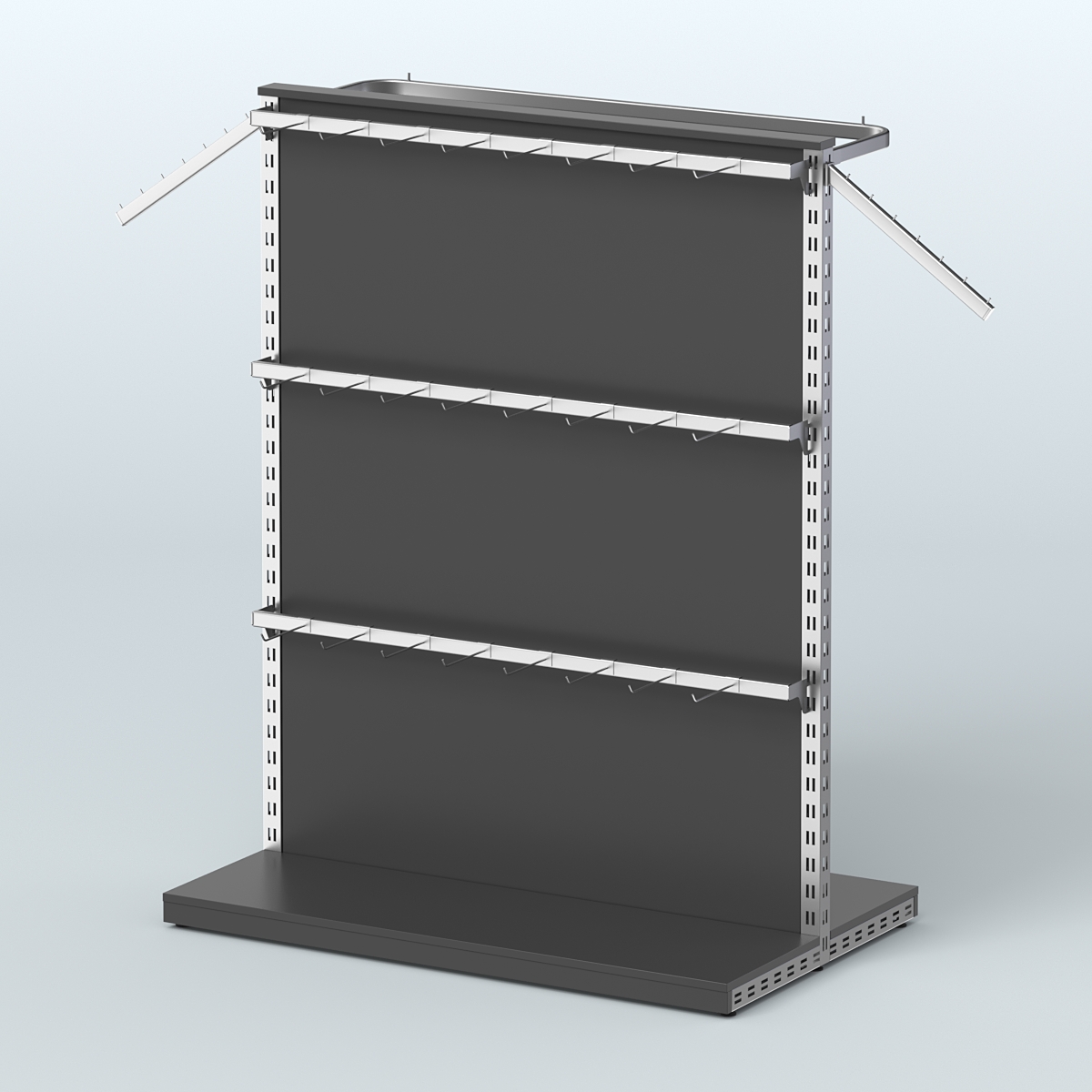 Система ЭЛЕГАНТ островная с разделителем из ДСП и четырьмя поручнями №5 Черный