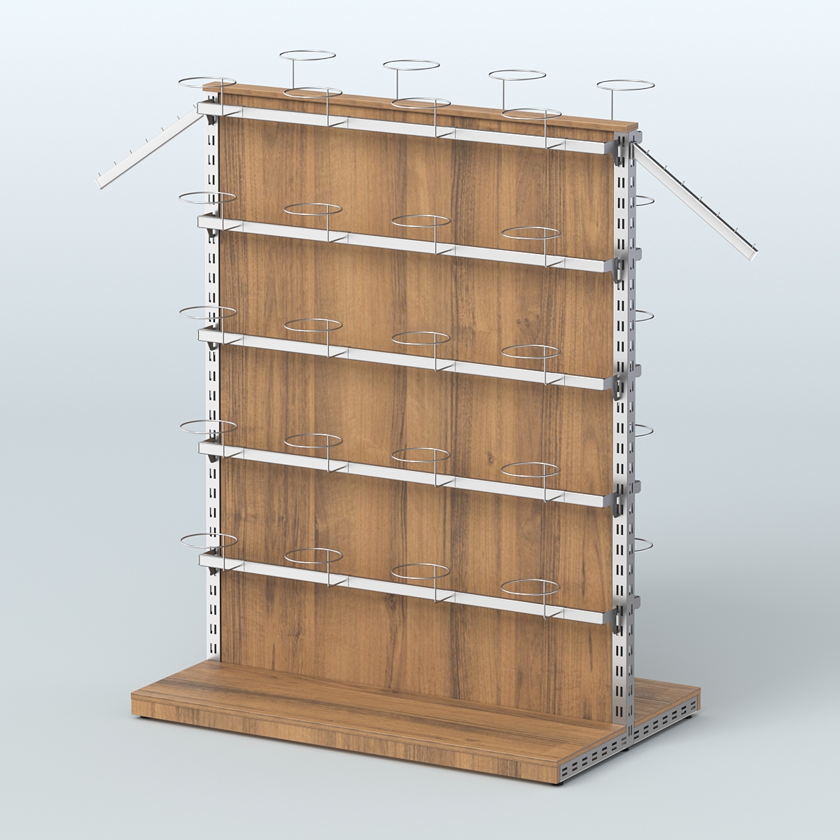 Система ЭЛЕГАНТ островная с разделительной панелью из ДСП для головных уборов Орех