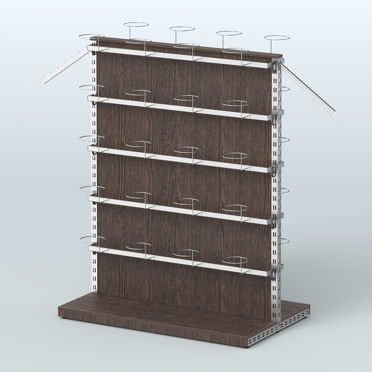 Система ЭЛЕГАНТ островная с разделительной панелью из ДСП для головных уборов Дуб Венге