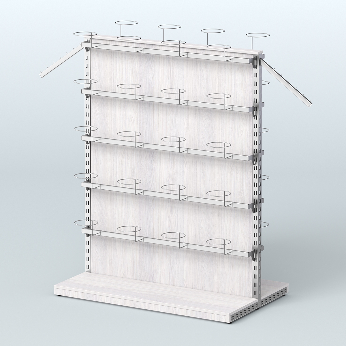 Система ЭЛЕГАНТ островная с разделительной панелью из ДСП для головных уборов Ясень Анкор светлый