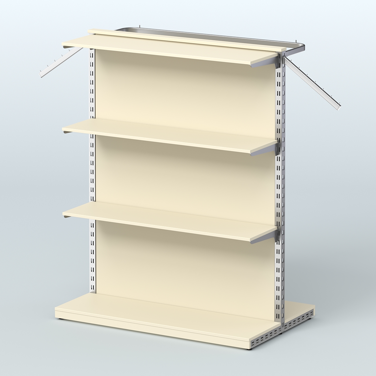 Система ЭЛЕГАНТ островная с тремя полками ДСП и прямым поручнем №8 Крем Вайс