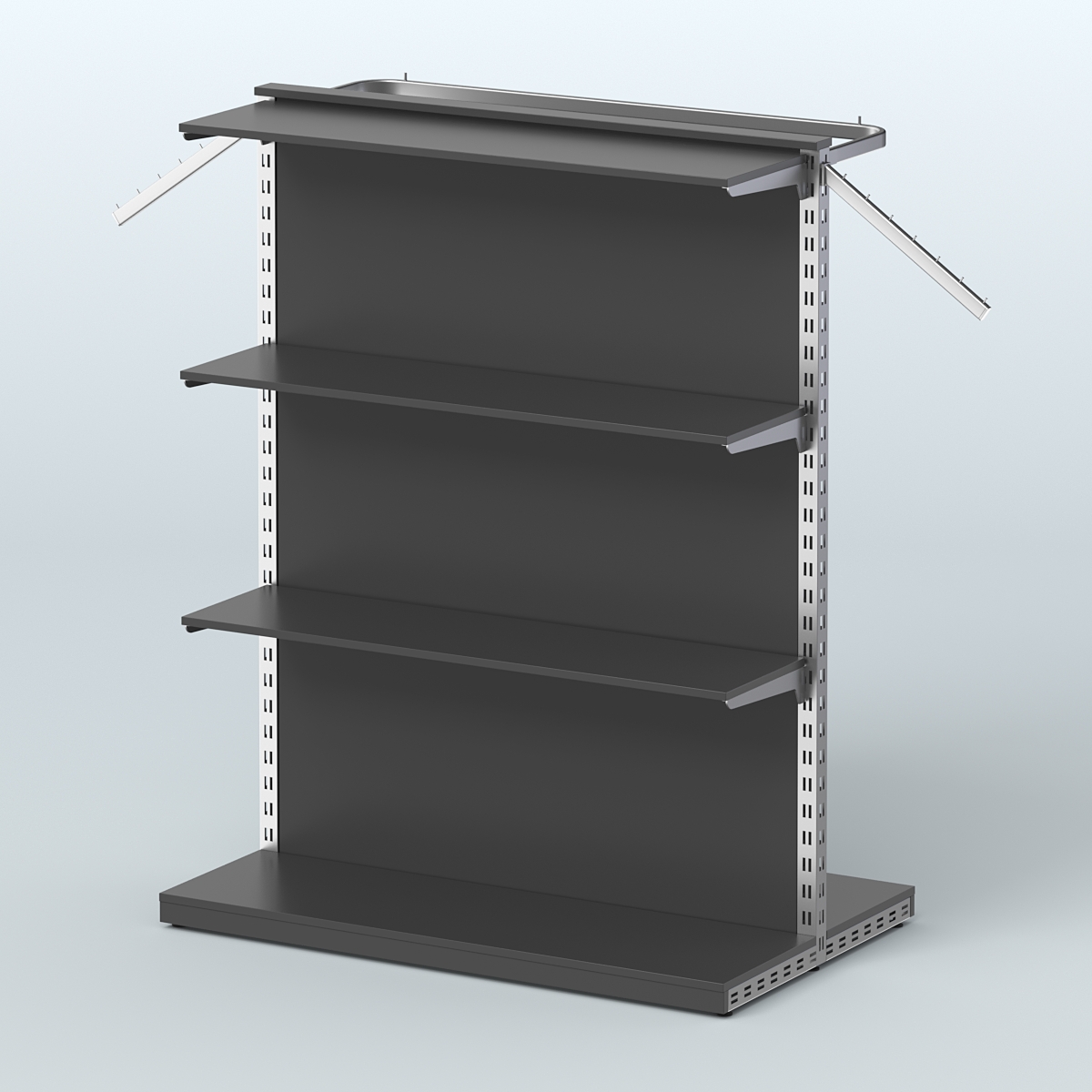 Система ЭЛЕГАНТ островная с тремя полками ДСП и прямым поручнем №8 Черный