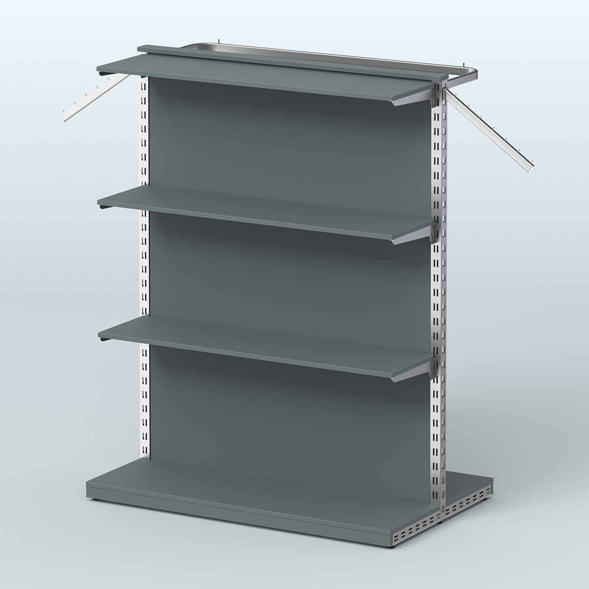 Система ЭЛЕГАНТ островная с тремя полками ДСП и прямым поручнем №8 Темно-Серый