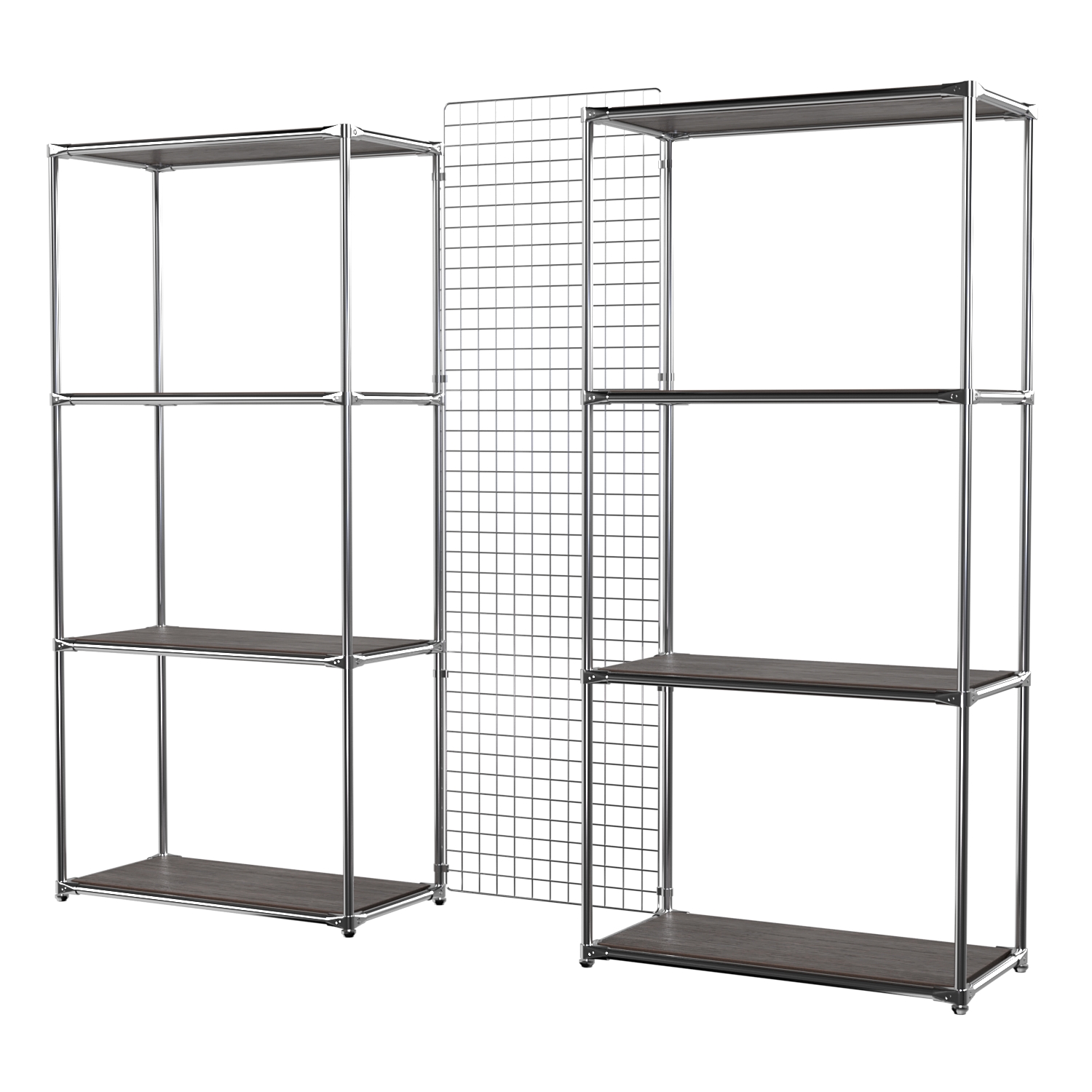 Сетчатый стеллаж СТИЛЬ с полками ДСП и решеткой №31-3 Дуб Венге