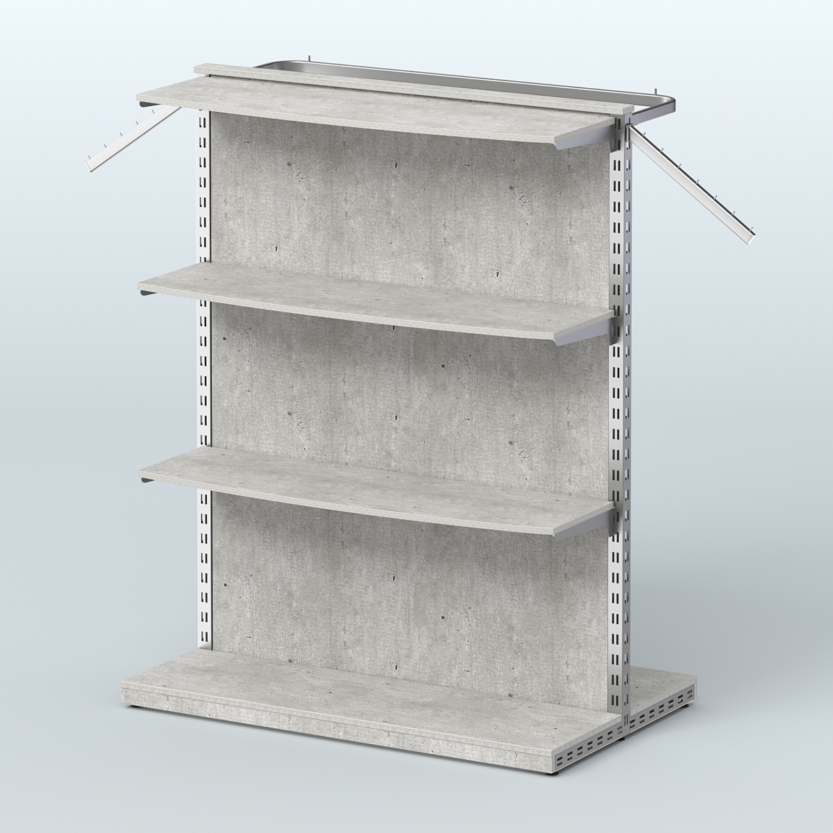 Система ЭЛЕГАНТ островная с тремя полками и задней стенкой из ДСП №9 Метрополитан Грей