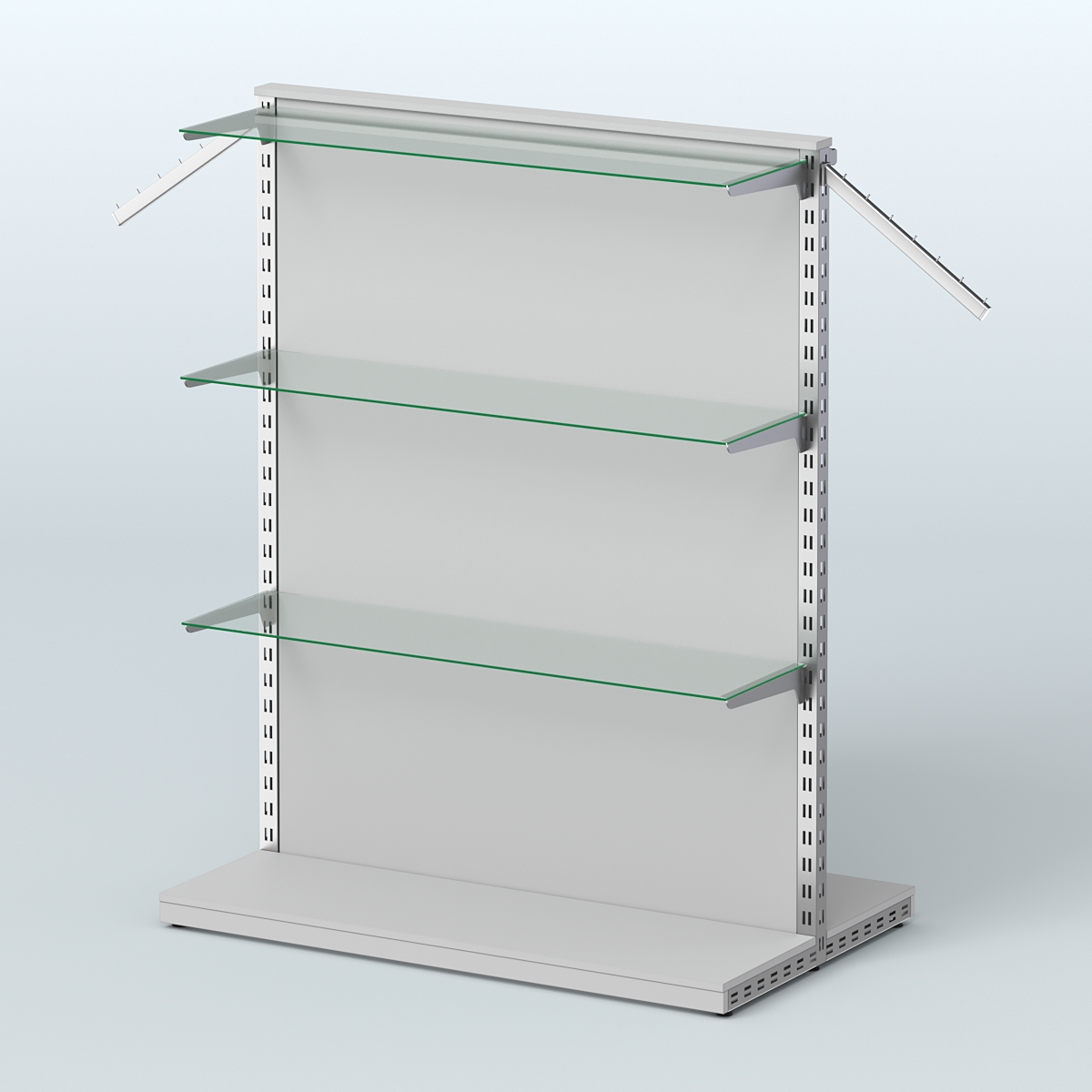 Система ЭЛЕГАНТ островная с ДСП, поручнем под навесные кронштейны и полками №10 Серый