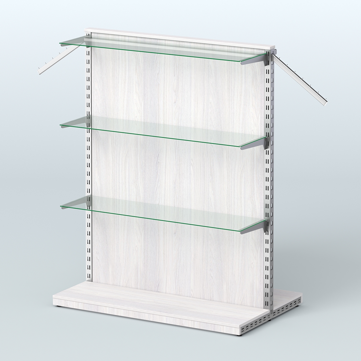 Система ЭЛЕГАНТ островная с ДСП, поручнем под навесные кронштейны и полками №10 Ясень Анкор светлый