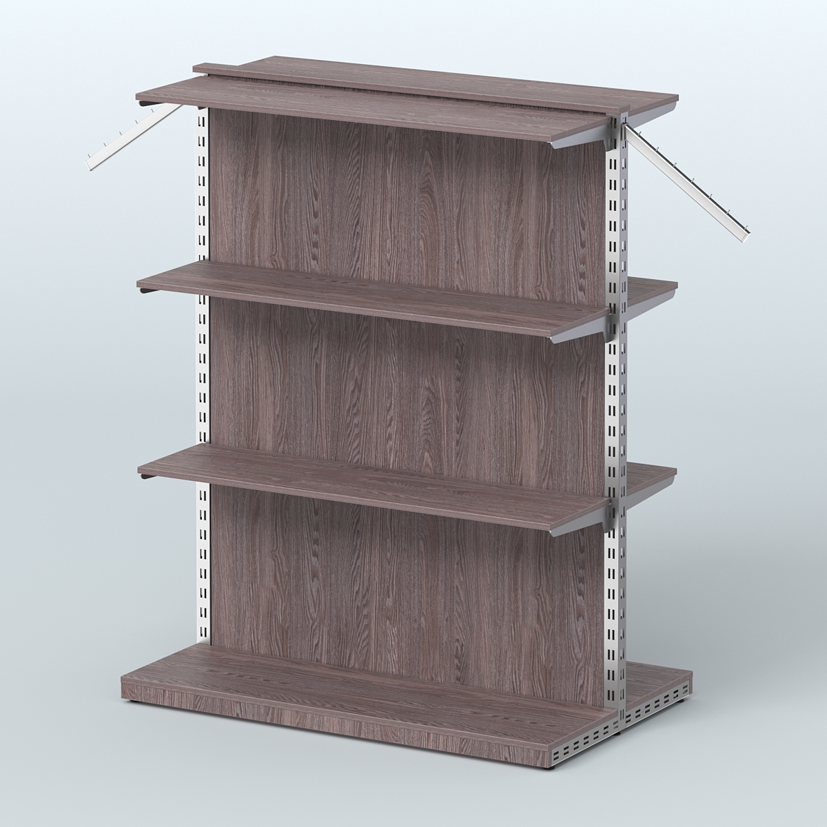 Система ЭЛЕГАНТ островная с задней стенкой и шестью прямыми полками ДСП №14 Ясень Анкор темный