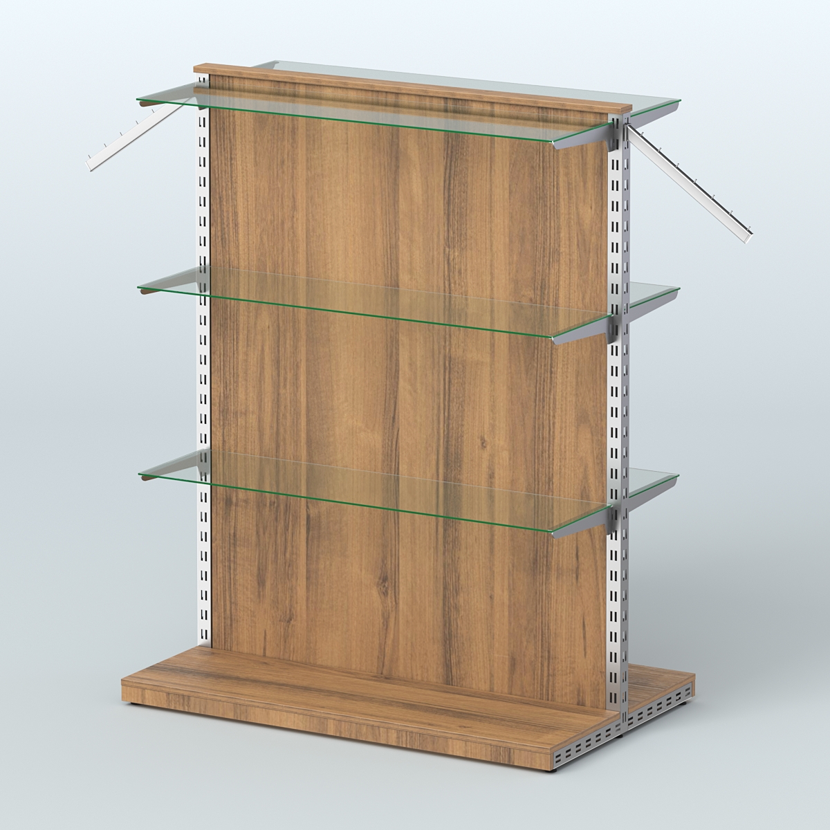 Система ЭЛЕГАНТ островная с ДСП и шестью полками из стекла №16 Орех