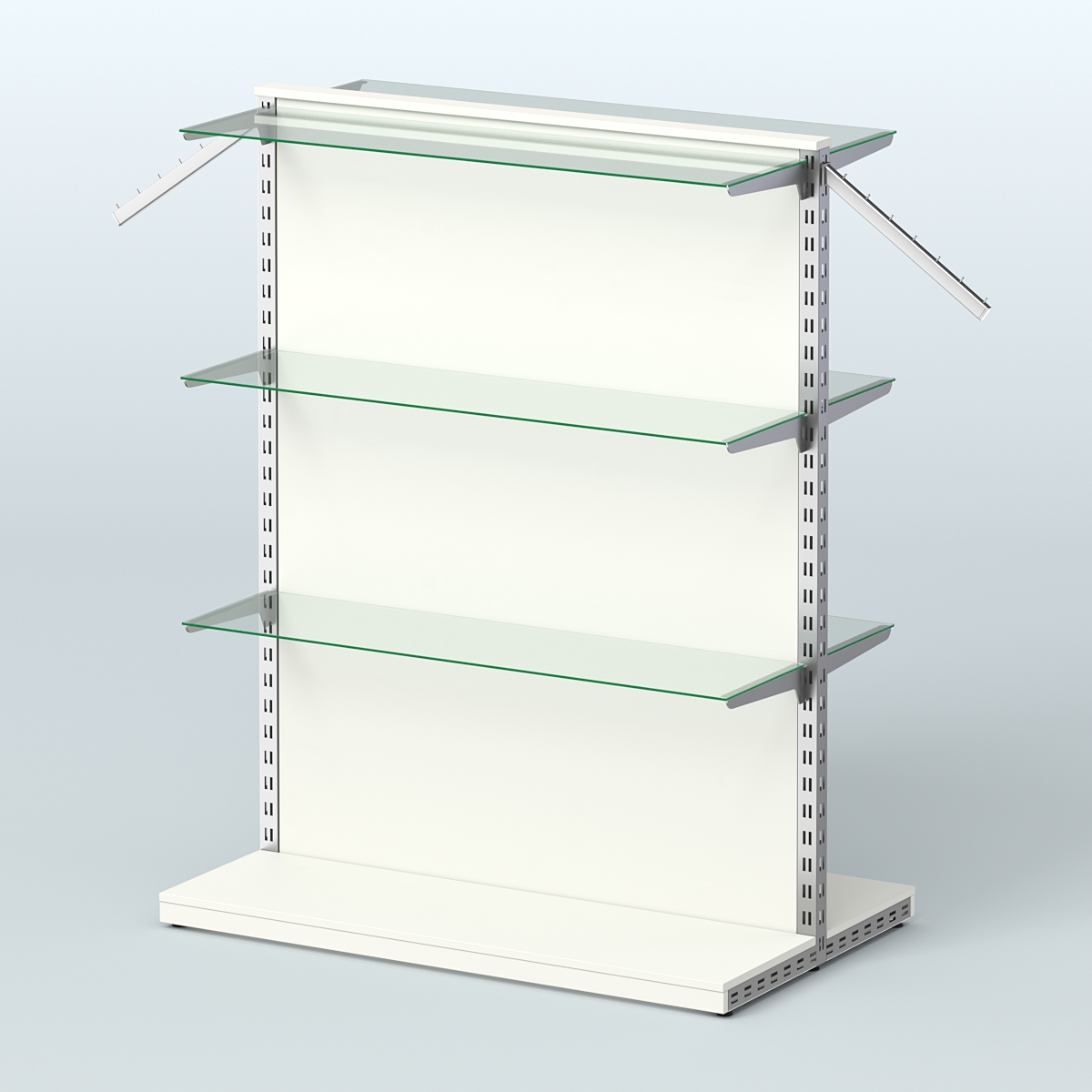 Система ЭЛЕГАНТ островная с ДСП и шестью полками из стекла №16 Белый