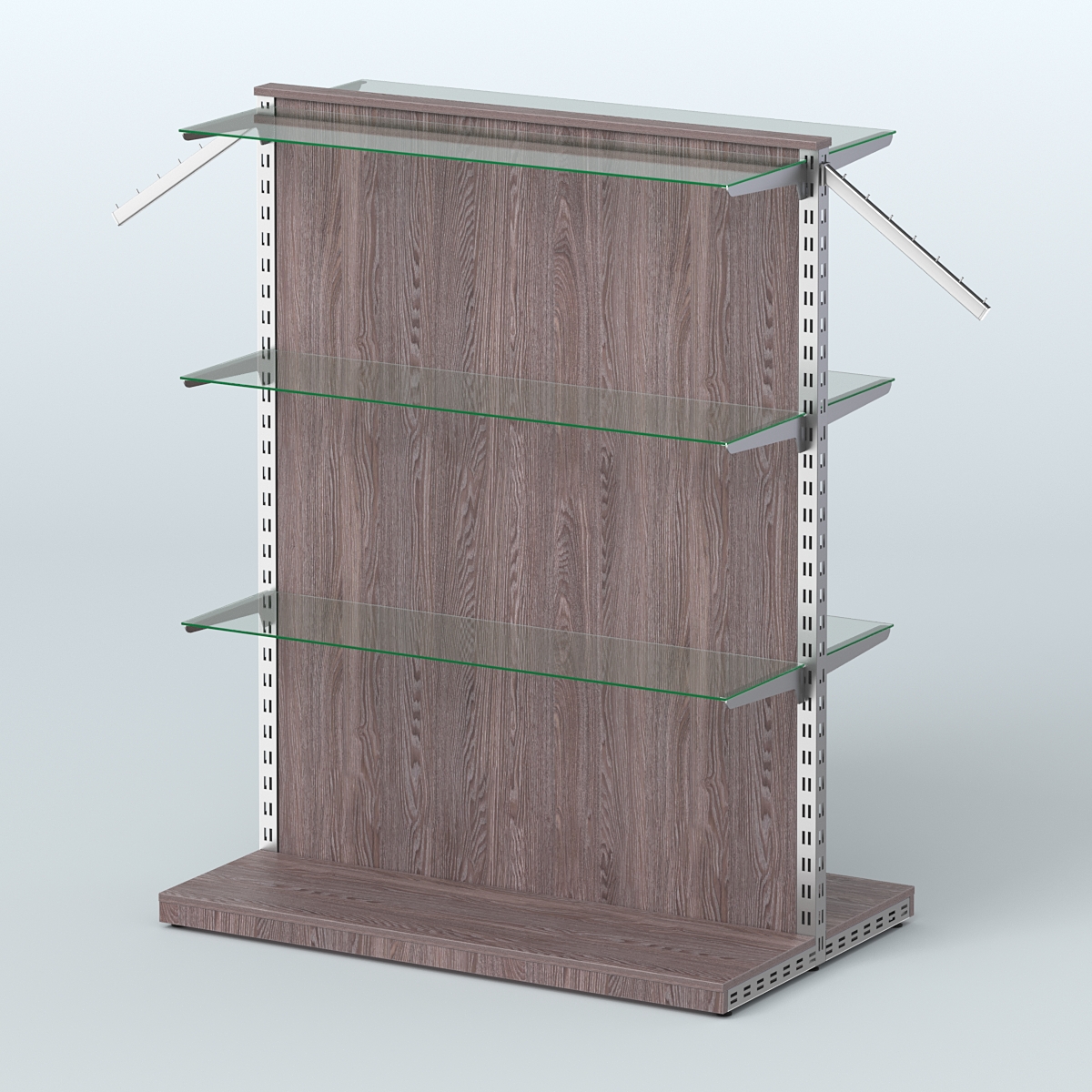 Система ЭЛЕГАНТ островная с ДСП и шестью полками из стекла №16 Ясень Анкор темный