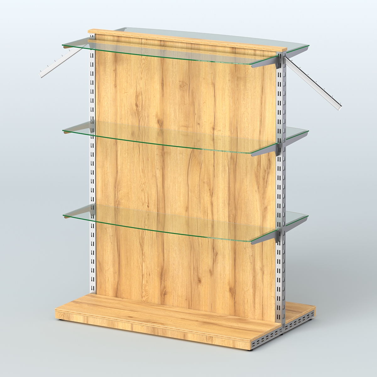 Система ЭЛЕГАНТ островная с ДСП и шестью закругленными прозрачными полками №17 Дуб Золотистый