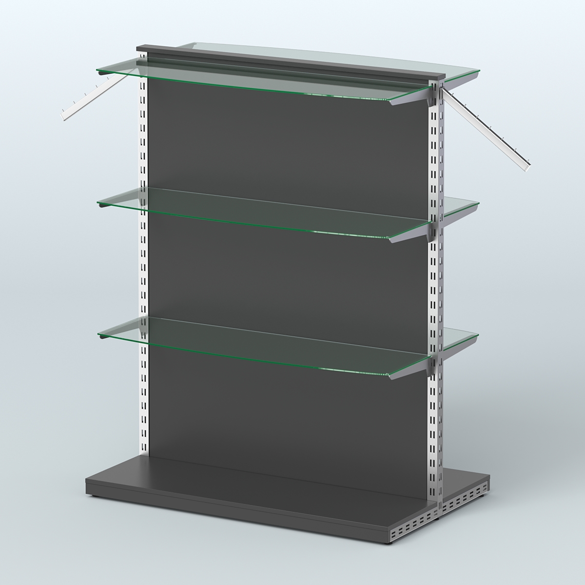 Система ЭЛЕГАНТ островная с ДСП и шестью закругленными прозрачными полками №17 Черный