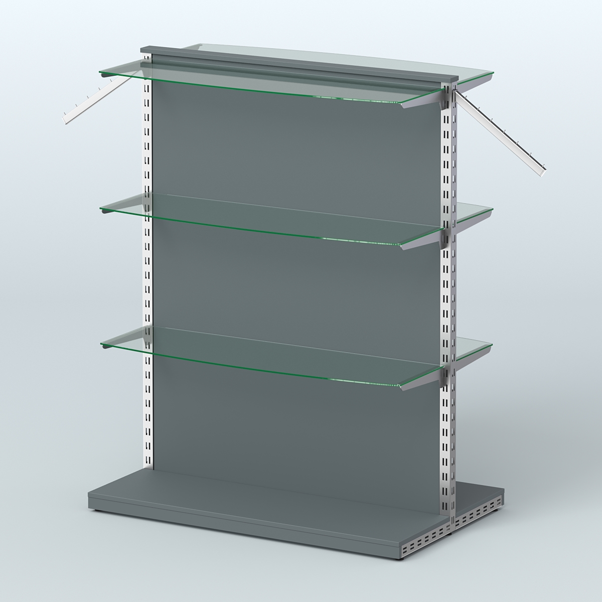 Система ЭЛЕГАНТ островная с ДСП и шестью закругленными прозрачными полками №17 Темно-Серый