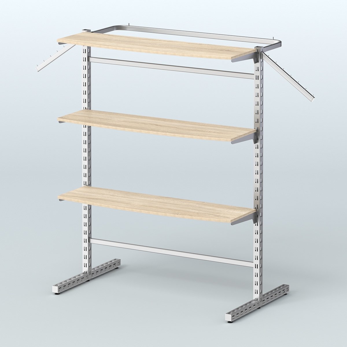 Система ЭЛЕГАНТ островная с полками ДСП и хромированным поручнем №13г Дуб сонома