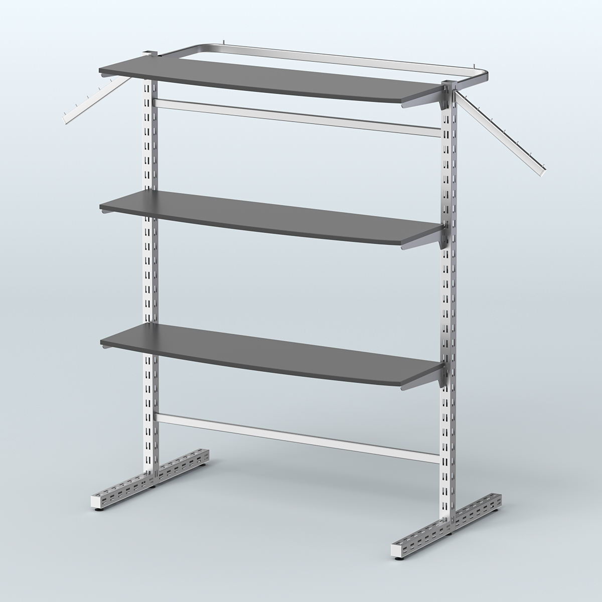 Система ЭЛЕГАНТ островная с полками ДСП и хромированным поручнем №13г Черный