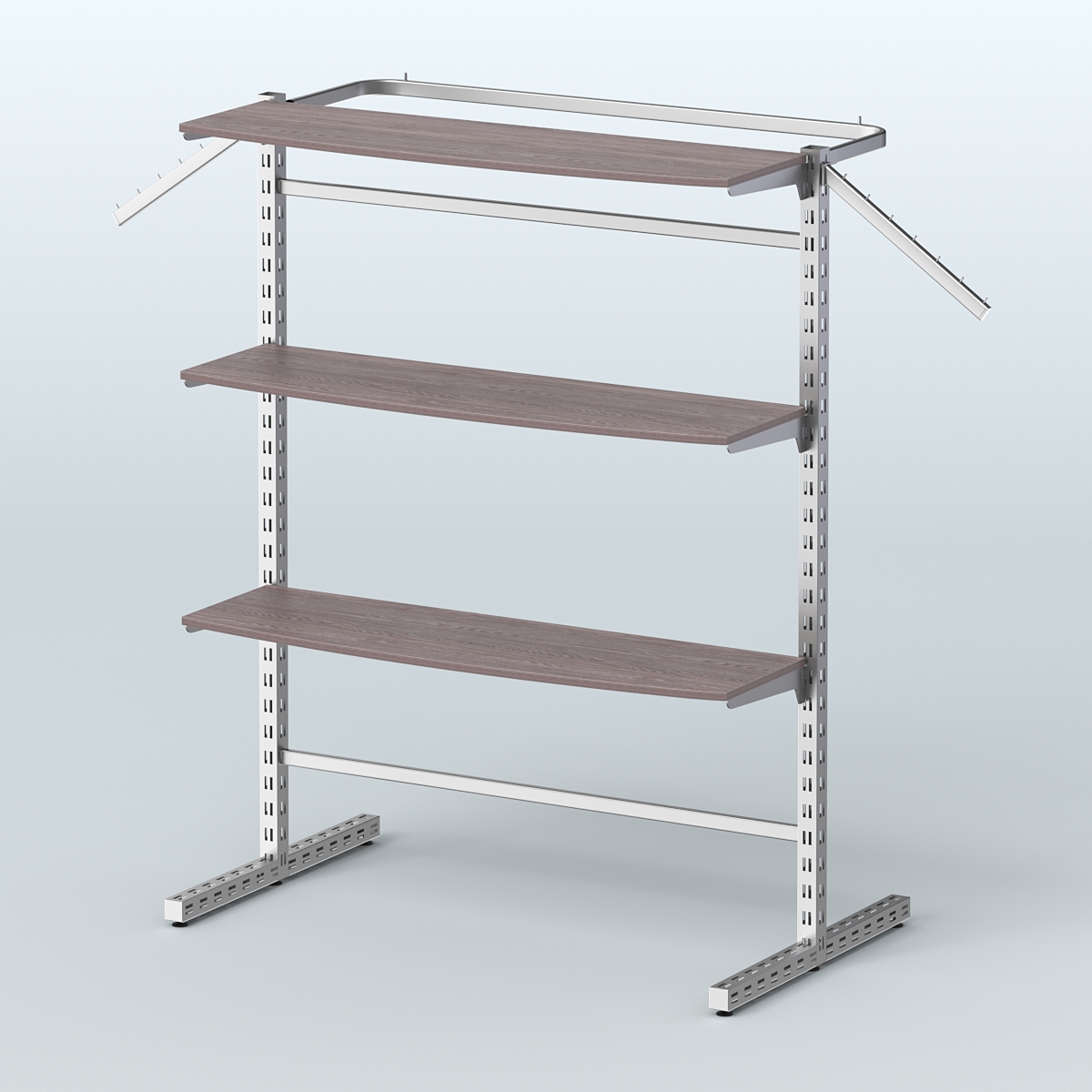 Система ЭЛЕГАНТ островная с полками ДСП и хромированным поручнем №13г Ясень Анкор темный