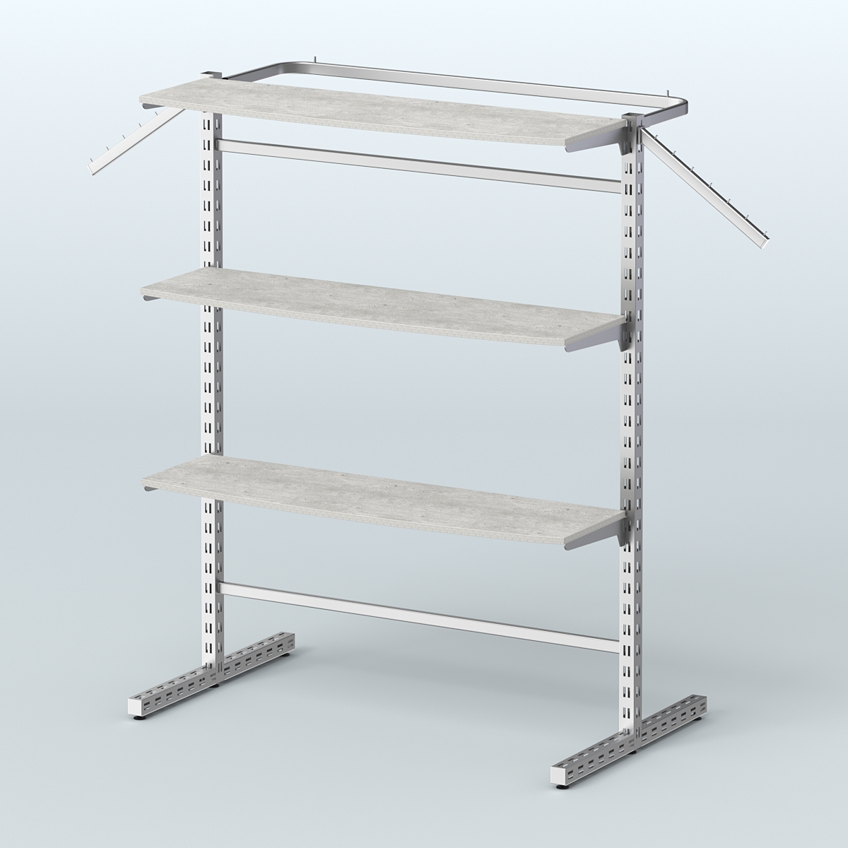 Система ЭЛЕГАНТ островная с полками ДСП и хромированным поручнем №13г Метрополитан Грей