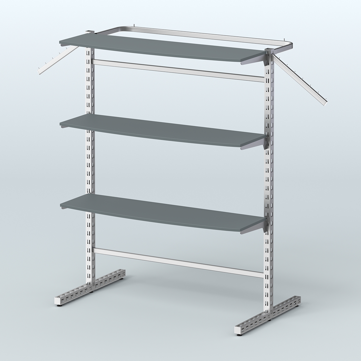 Система ЭЛЕГАНТ островная с полками ДСП и хромированным поручнем №13г Темно-Серый