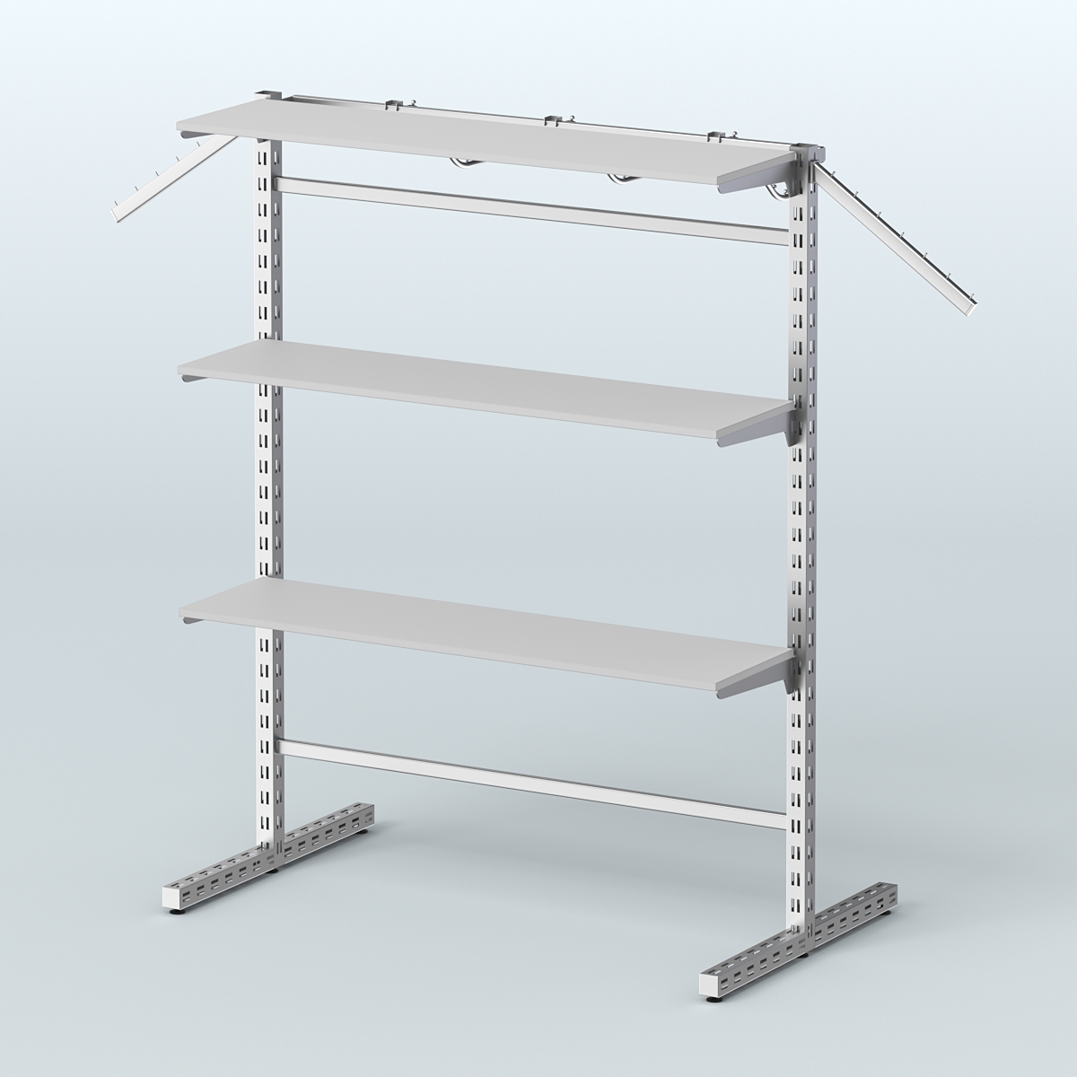 Система ЭЛЕГАНТ островная с полками ДСП и Т-образными стойками №15б Серый